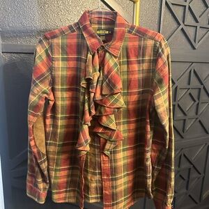Rugby Ralph Lauren Plaid Long Sleeve Top - Red, Green, Yellow